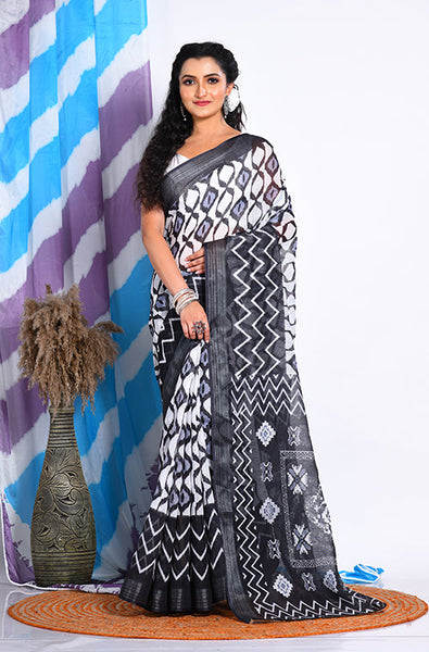 Morchari Semi Digital Print Saree - Multicolour - Distacart