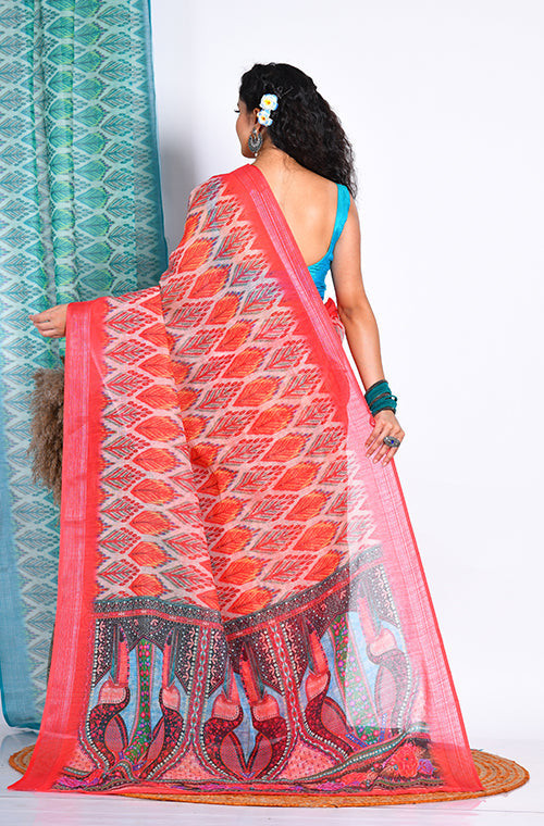 Morchari Semi Digital Print Saree - Multicolour - Distacart