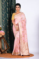 Thumbnail for Morchari Pure Dola Silk Saree - Peach - Distacart