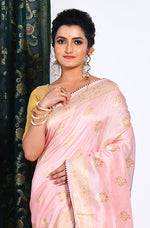 Thumbnail for Morchari Pure Dola Silk Saree - Peach - Distacart