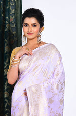 Thumbnail for Morchari Pure Dola Silk Saree - Light Purple - Distacart
