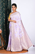 Thumbnail for Morchari Pure Dola Silk Saree - Light Purple - Distacart