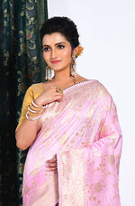 Thumbnail for Morchari Pure Dola Silk Saree - Light Pink - Distacart