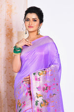 Thumbnail for Morchari Pure Russian Silk Saree - Purple - Distacart