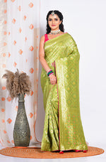 Thumbnail for Morchari Pure Russian Silk Saree - Green - Distacart