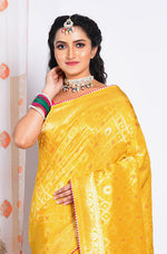 Thumbnail for Morchari Pure Russian Silk Saree - Yellow - Distacart