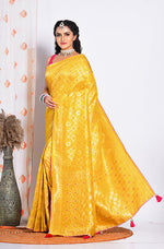 Thumbnail for Morchari Pure Russian Silk Saree - Yellow - Distacart