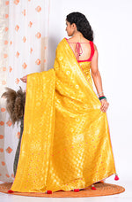 Thumbnail for Morchari Pure Russian Silk Saree - Yellow - Distacart