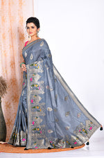 Thumbnail for Morchari Pure Russian Silk Saree - Grey - Distacart