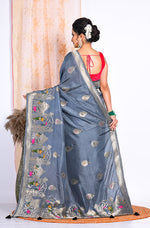 Thumbnail for Morchari Pure Russian Silk Saree - Grey - Distacart