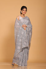 Thumbnail for Morchari Kota Embroidery Saree - Grey - Distacart
