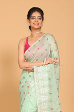 Thumbnail for Morchari Kota Embroidery Saree - Green - Distacart