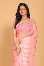 Thumbnail for Morchari Kota Embroidery Saree - Peach - Distacart