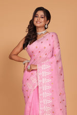 Thumbnail for Morchari Kota Embroidery Saree - Pink - Distacart