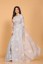 Thumbnail for Morchari Kota Embroidery Saree - Grey - Distacart