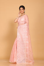 Thumbnail for Morchari Cotton Supernet Embroiedery Saree - Onion Shade - Distacart