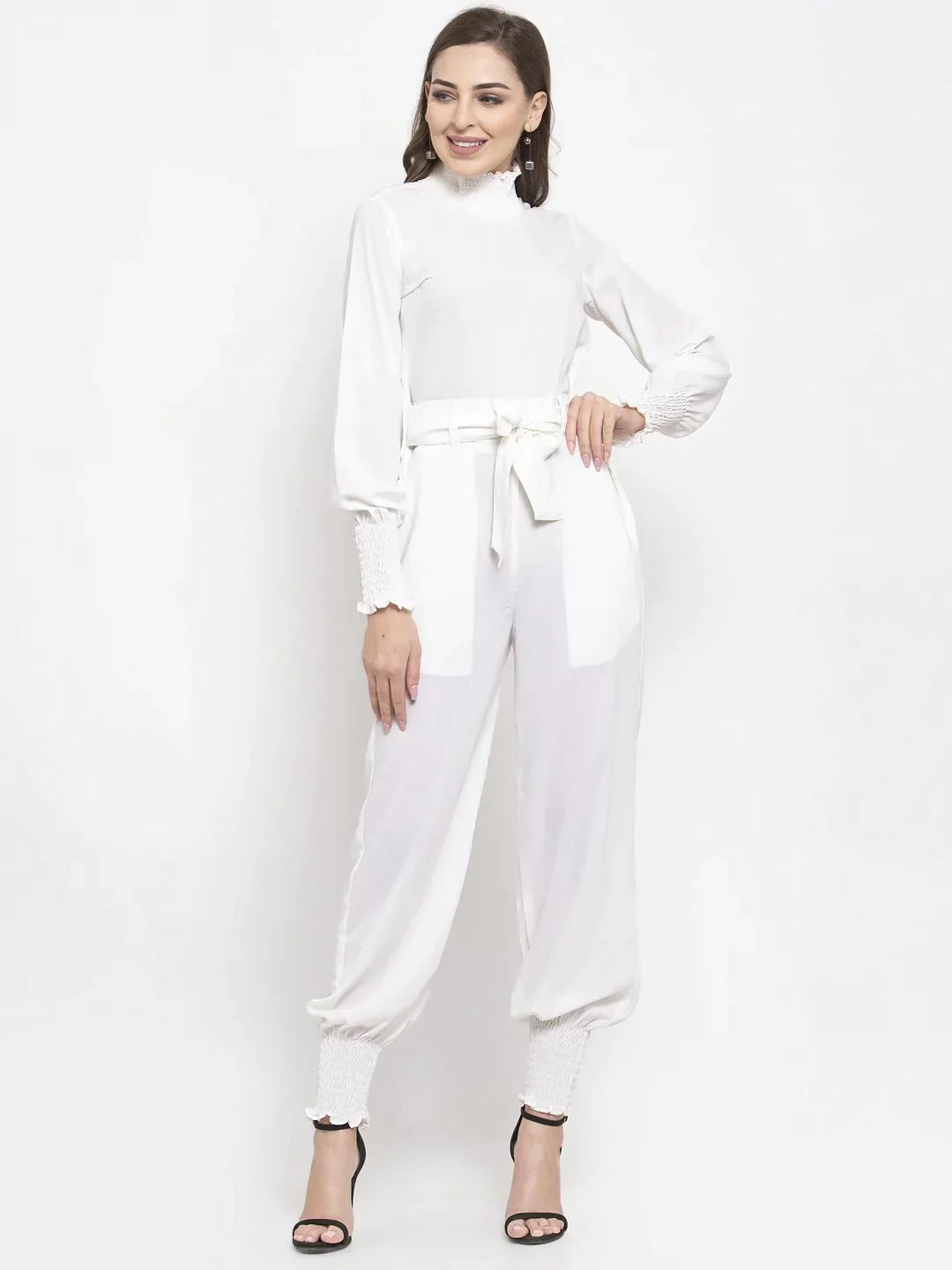 Women White Solid Basic Jumpsuit - Rasiya