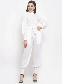 Thumbnail for Women White Solid Basic Jumpsuit - Rasiya