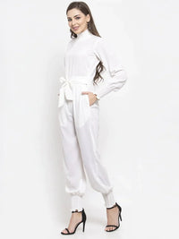 Thumbnail for Women White Solid Basic Jumpsuit - Rasiya