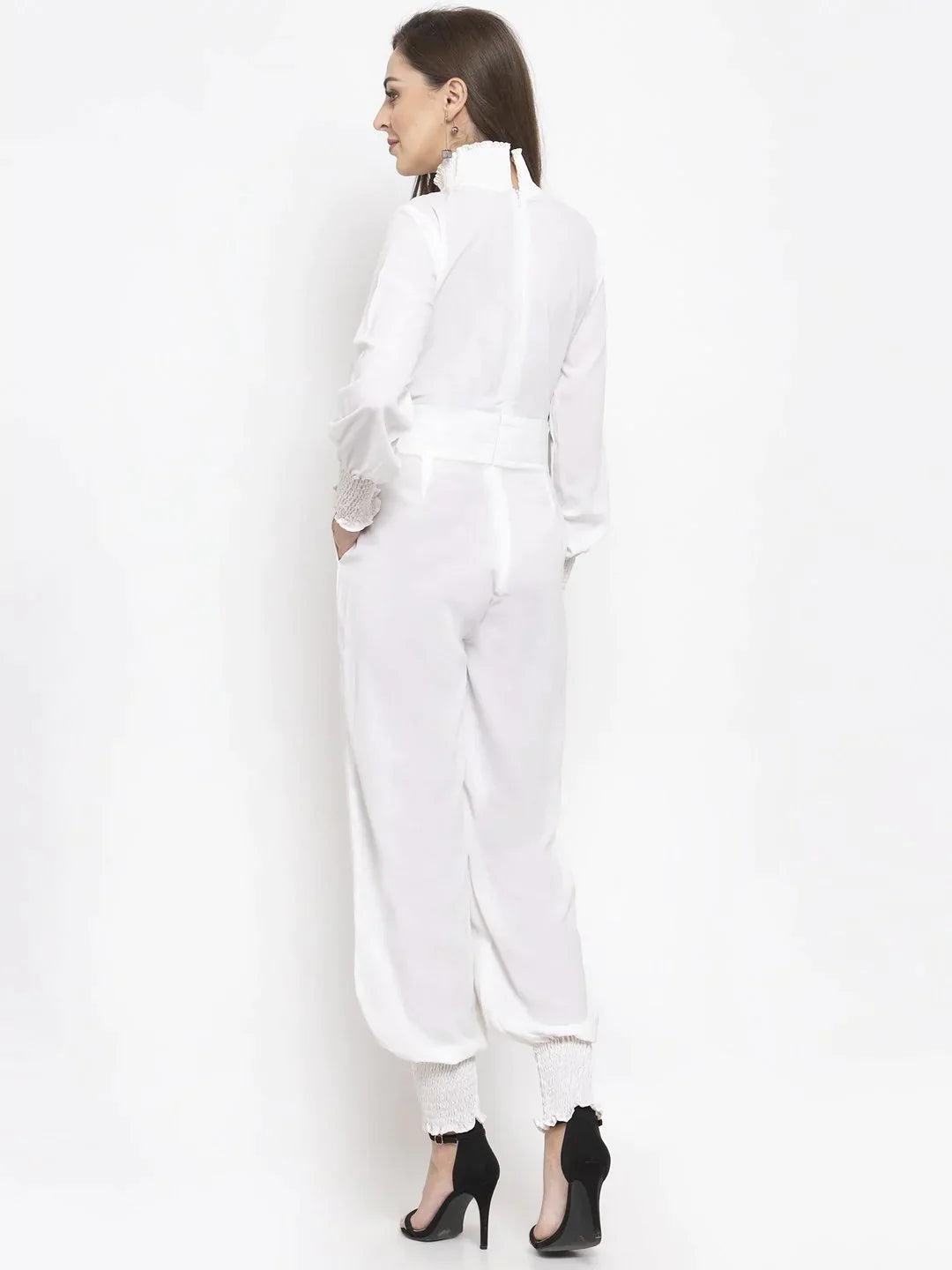 Women White Solid Basic Jumpsuit - Rasiya