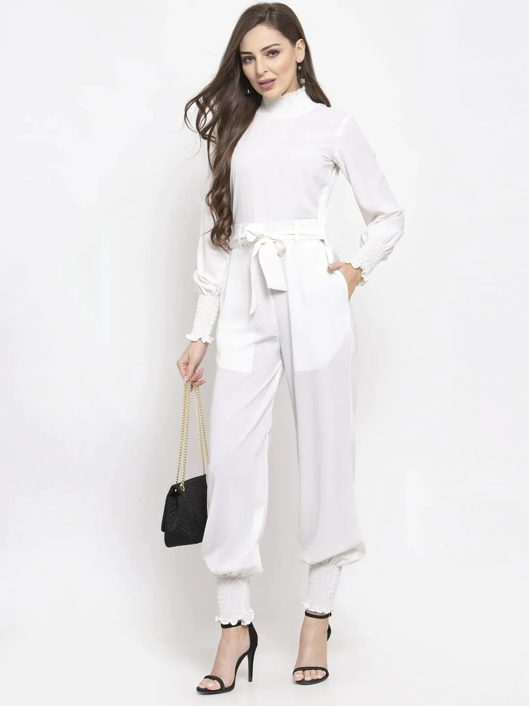 Women White Solid Basic Jumpsuit - Rasiya