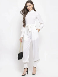 Thumbnail for Women White Solid Basic Jumpsuit - Rasiya