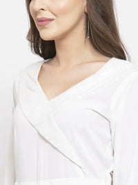 Thumbnail for Women White Solid Jumpsuit With Sequence On Neck - Rasiya