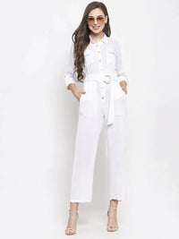 Thumbnail for Women White Solid Jumpsuit - Rasiya
