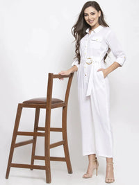 Thumbnail for Women White Solid Jumpsuit - Rasiya