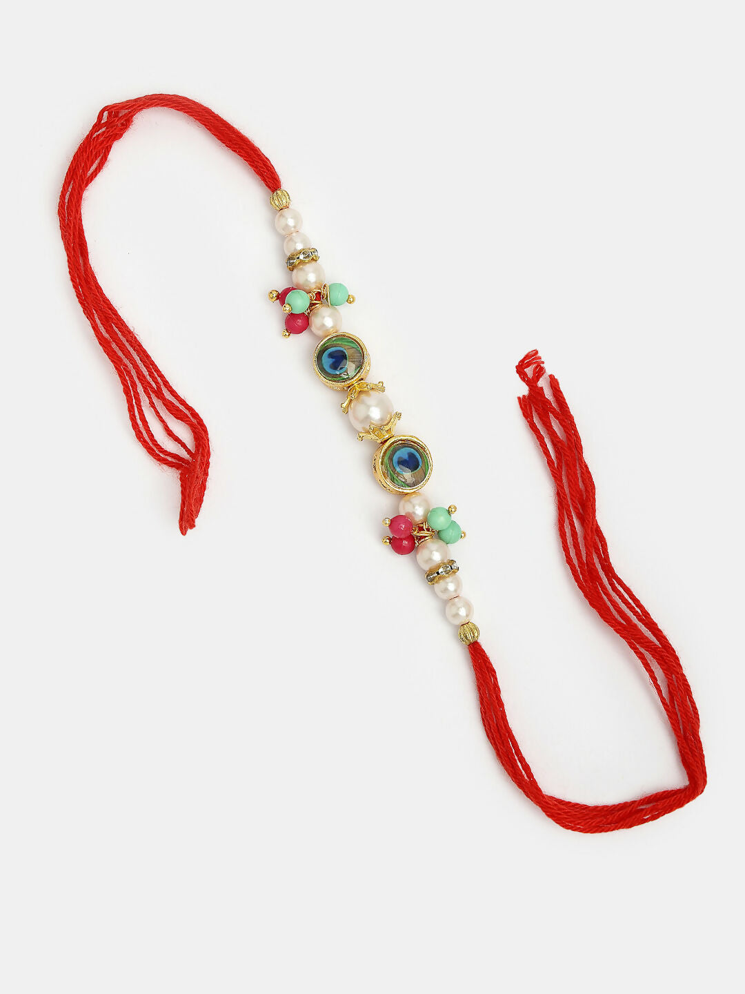 NVR Women & Men Set of 2 Multicolor Artificial Beads Bhaiya Bhabhi Rakhi With Roli Chawal & Chocolate - Distacart
