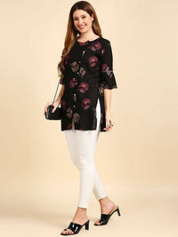 Thumbnail for Anubhutee Black & Golden Printed Straight Kurti - Distacart