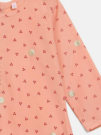 Thumbnail for Ahalyaa Peach Crepe Gold Printed Kids Kurta Sets With Dupatta For Girls - Distacart