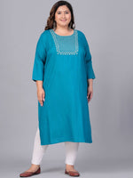 Thumbnail for Sztori Women Yoke Design Flared Sleeves Thread Work Kurta - Distacart