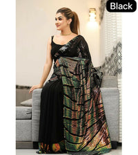 Thumbnail for Arfa Fashion House Black Georgette Sequince Saree