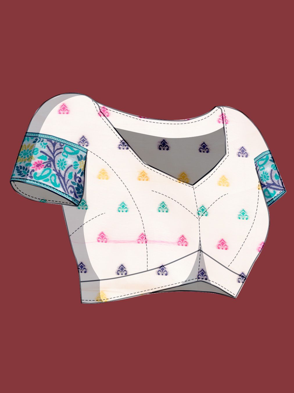 Vedant Vastram Dhakai Jamdani Cotton Saree - Green - Distacart