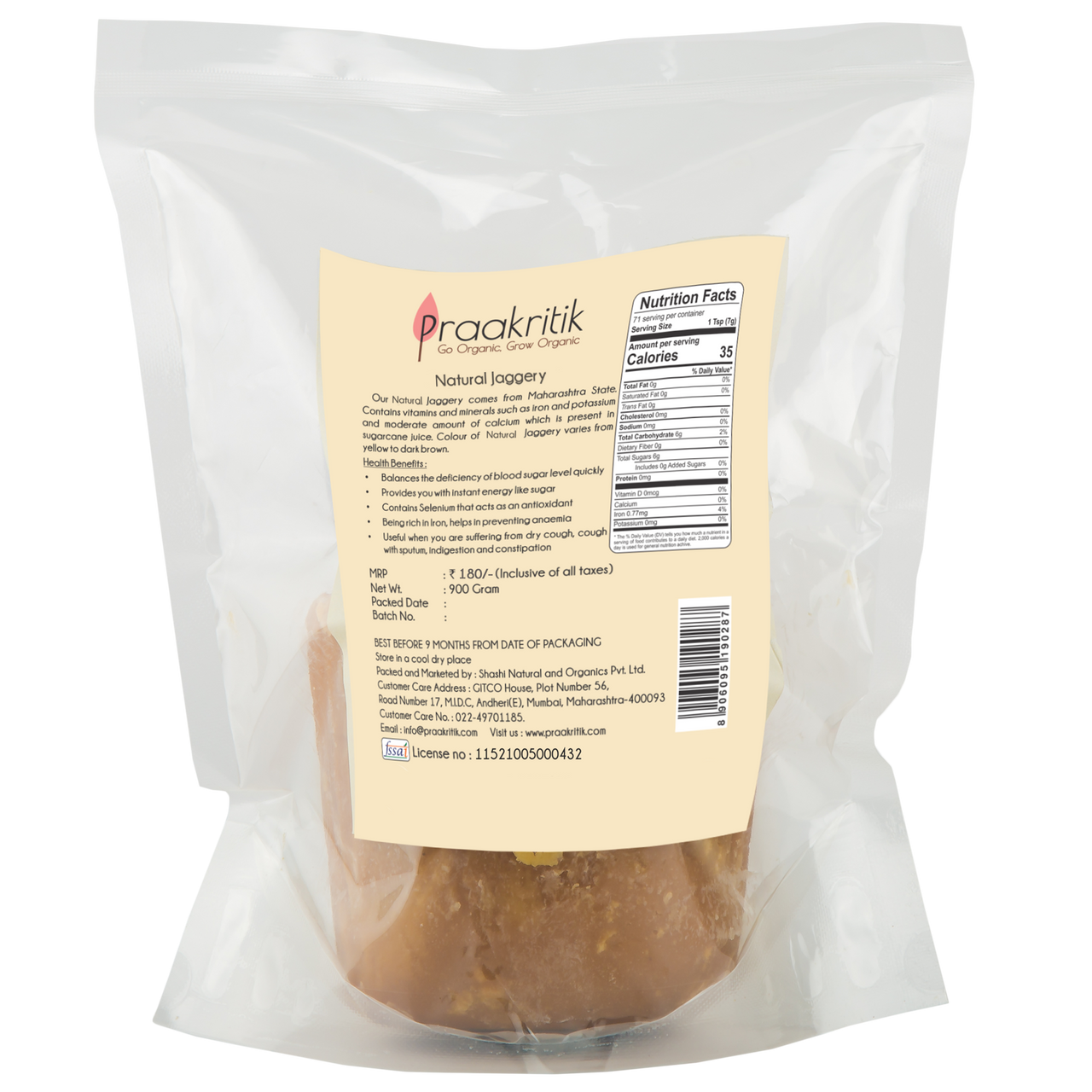 Praakritik Natural Jaggery - Distacart