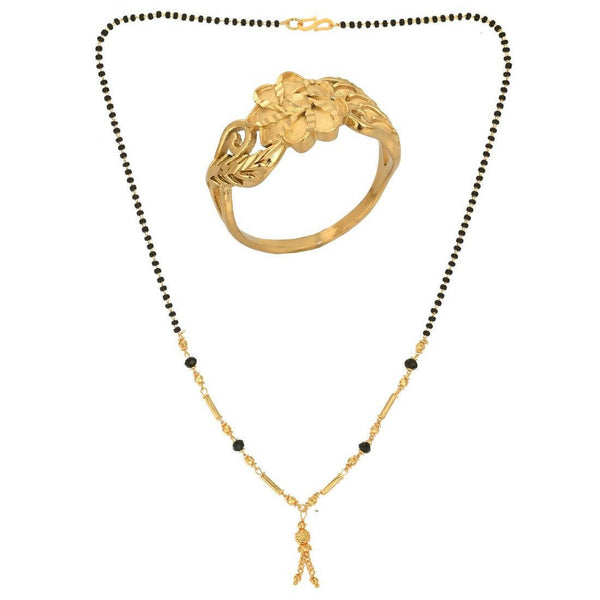 AanyaCentric Gold-plated Mangalsutra & Ring Set - Distacart