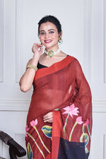 Thumbnail for Morchari Multicolour Cotton Handloom Mirror Work Saree Unstitched Blouse