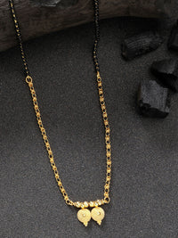 Thumbnail for NVR Women's Gold-Plated Black Beaded Mangalsutra