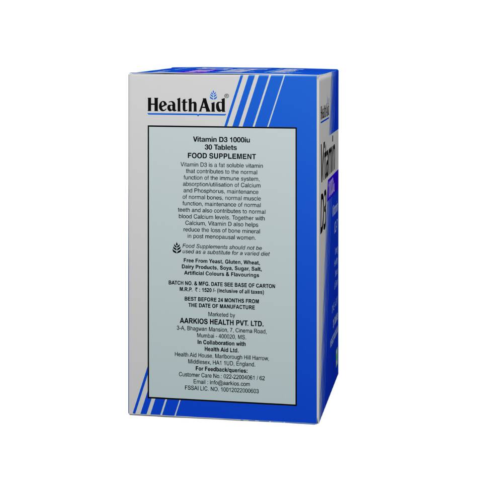 HealthAid Vitamin D3 1000 iu Tablets - Distacart