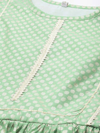 Thumbnail for Ahalyaa Women Sea Green Chanderi Silk Golden Printed Tunic