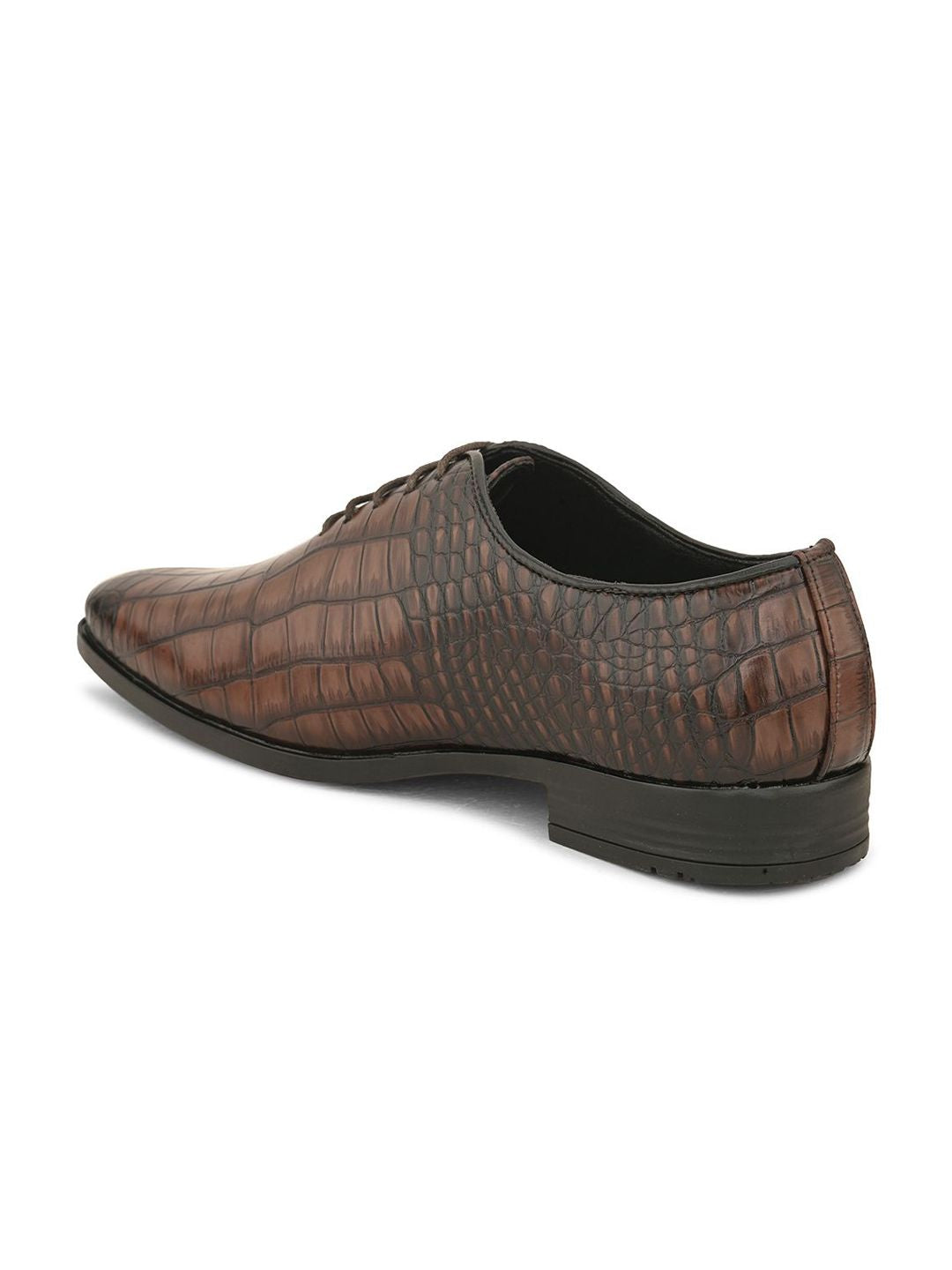 House of Pataudi Men Textured Formal Lace Up Oxfords