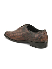 Thumbnail for House of Pataudi Men Textured Formal Lace Up Oxfords