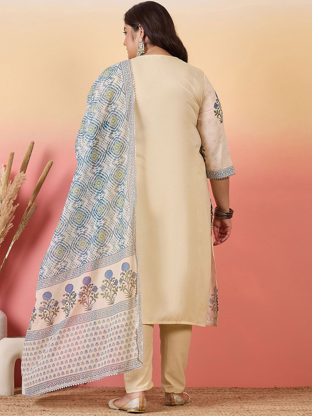 Sztori Women Floral Yoke Design Regular Kurta with Trousers & With Dupatta - Distacart