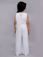 Thumbnail for Lil Drama Glam Up Girls White Party Top and Pant Set