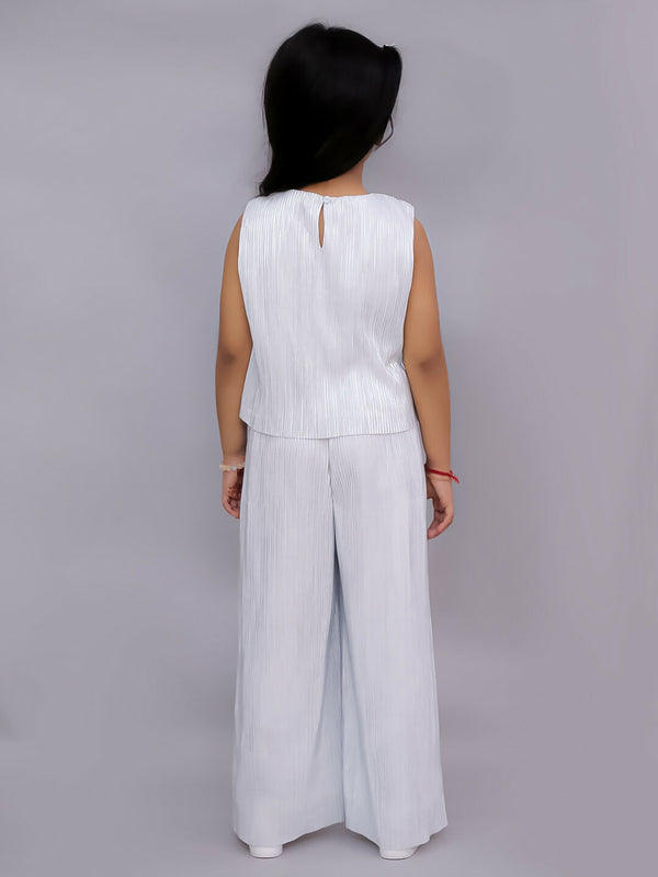 Lil Drama Glam Up Girls White Party Top and Pant Set