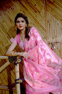 Thumbnail for Partywear Designer Pink Jamdani contton Fancy Saree - Starwalk - Distacart