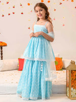 Thumbnail for Joban Fashion Girl's Sky Blue Color Lehenga Choli