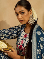 Thumbnail for Indo Era Ethnic Motifs Printed Thread Work Pure Cotton Kurta with Trousers & Dupatta