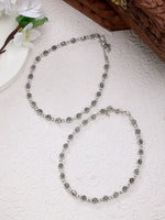 Thumbnail for NVR Women's Set of 2 Silver-Plated German Silver Anklets - Distacart